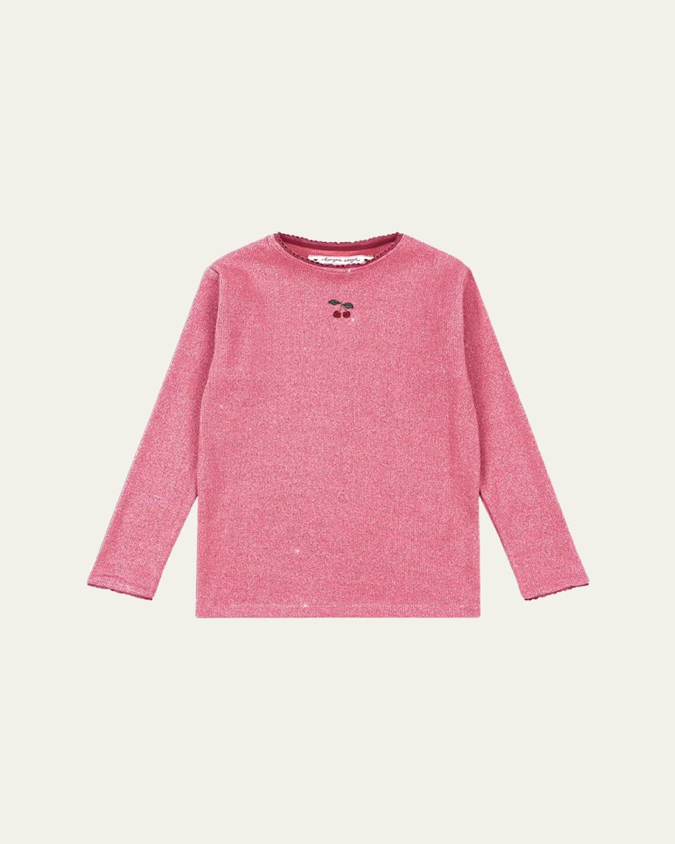 Girl's Roli Glittery Cherry Embroidered Blouse, Size 18M-10